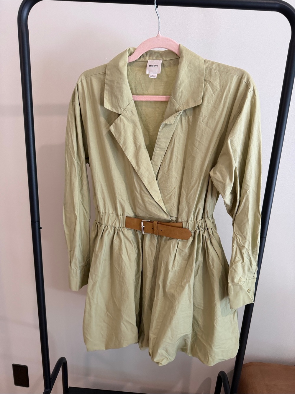 Maeve Olive Green Trench-Style Belted Jacket